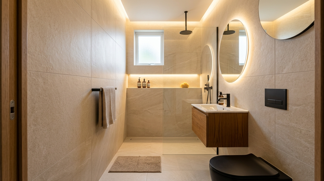 Use a large mirror to double the sense of space